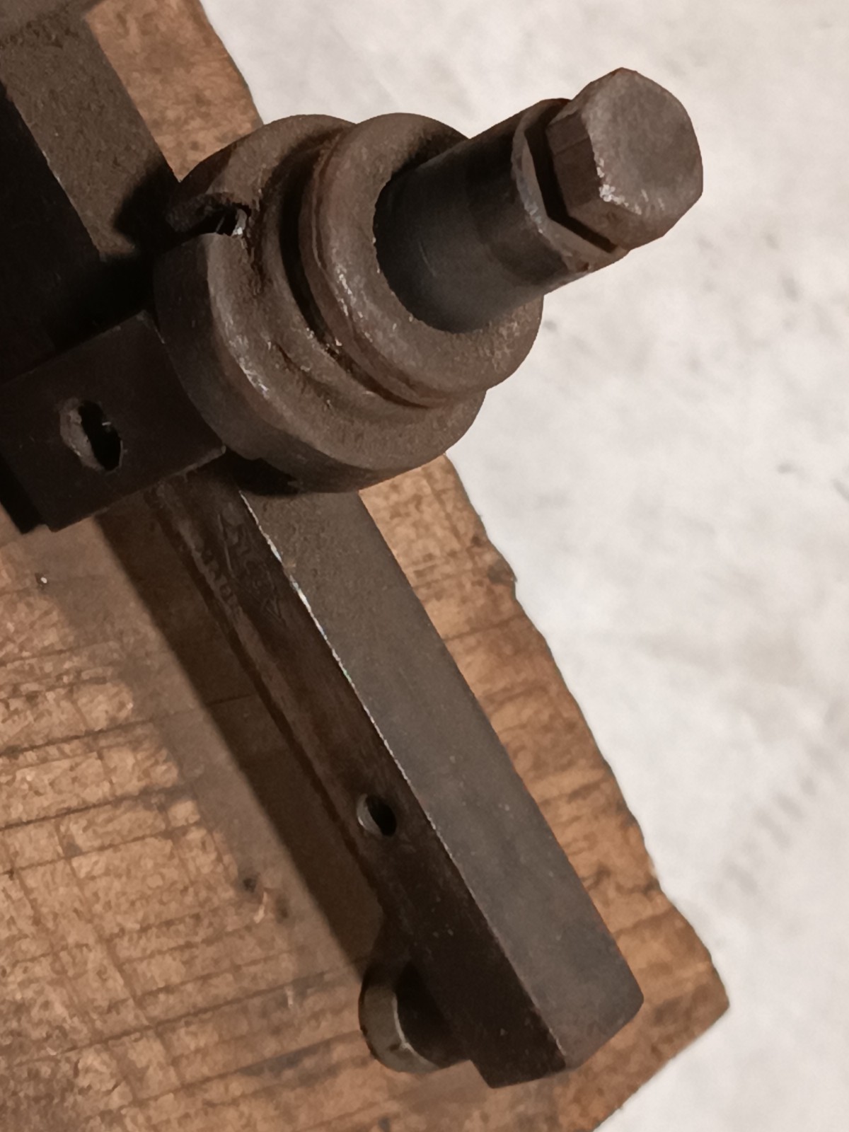 Unbranded Manual Toggle Arbor/Staking Press on a Wooden Base, Vintage Bench Tool