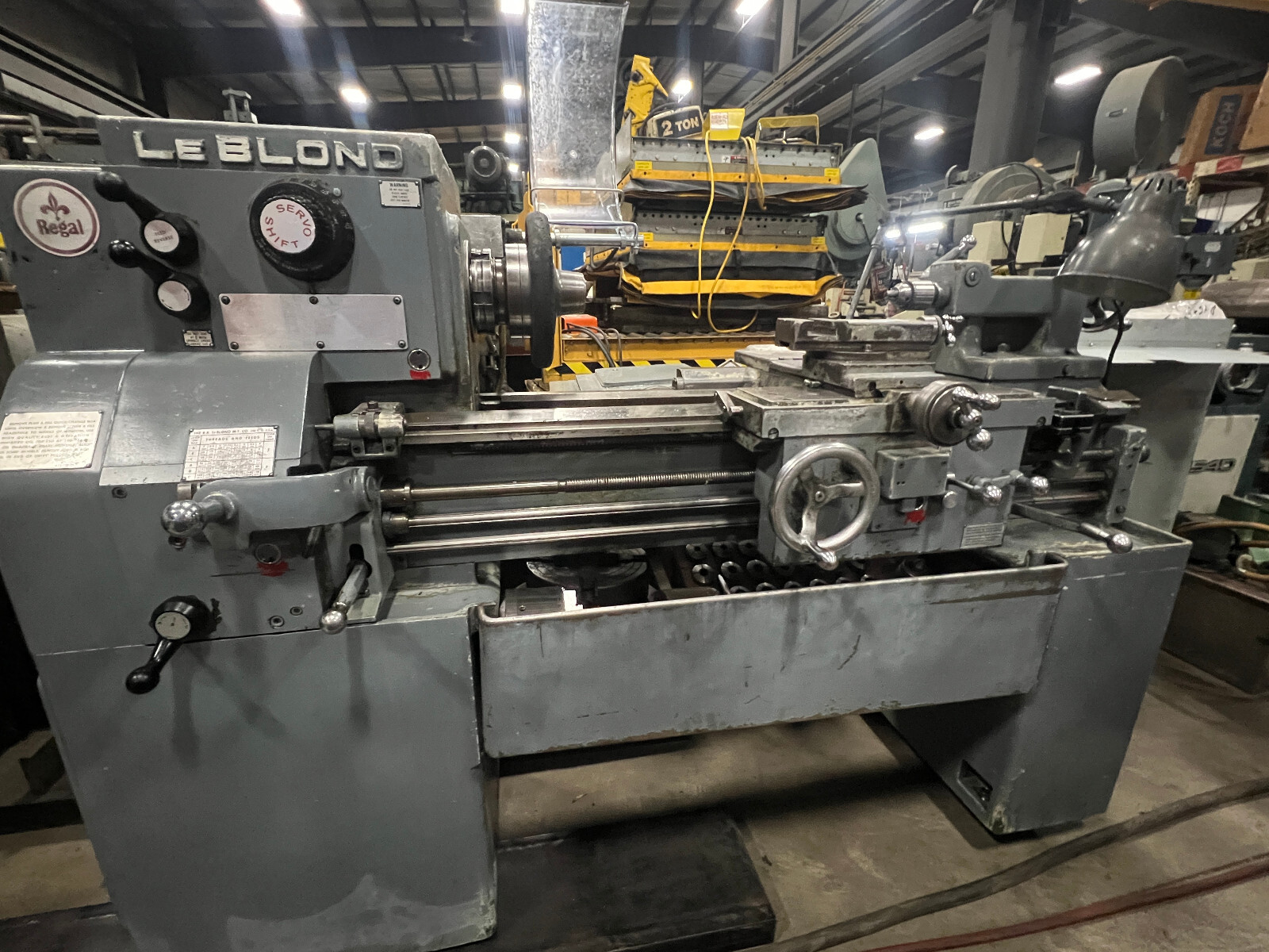 15″ X 30″ LEBLOND REGAL ENGINE LATHE, COLLET CHUCK, (2) – 8″ 3 JAW CHUCKS, 4 JAW