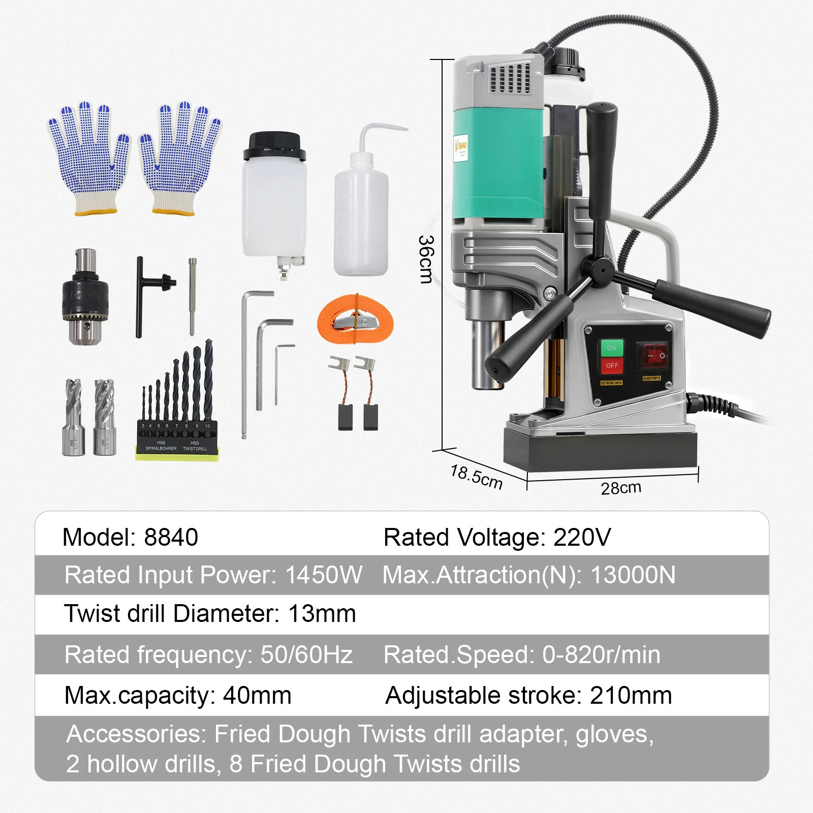 110V 1450W/1550W 1.57/2″ Electric Drilling Magnetic Press Boring Diameter Drill