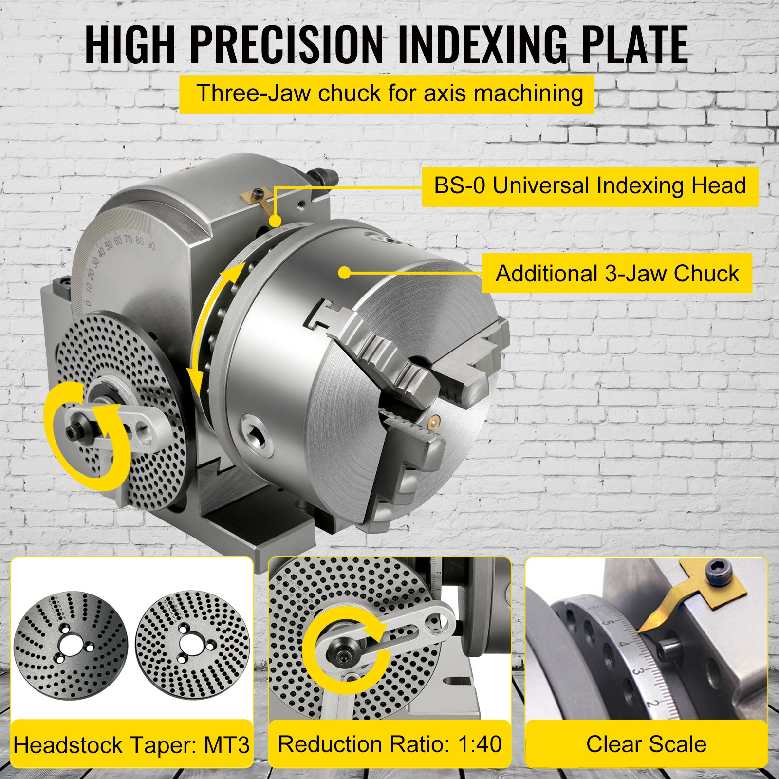 VEVOR Indexing Dividing Head for Milling Machine 6″ /160 mm for Milling Grinding