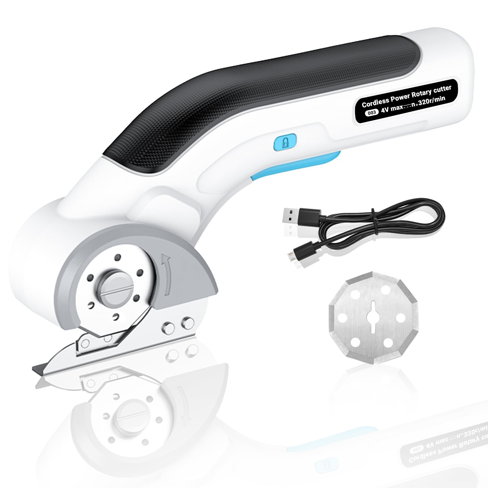 Cordless Electric Scissors 4V Rechargeable Fabric Cardboard Cutter Safety Lock