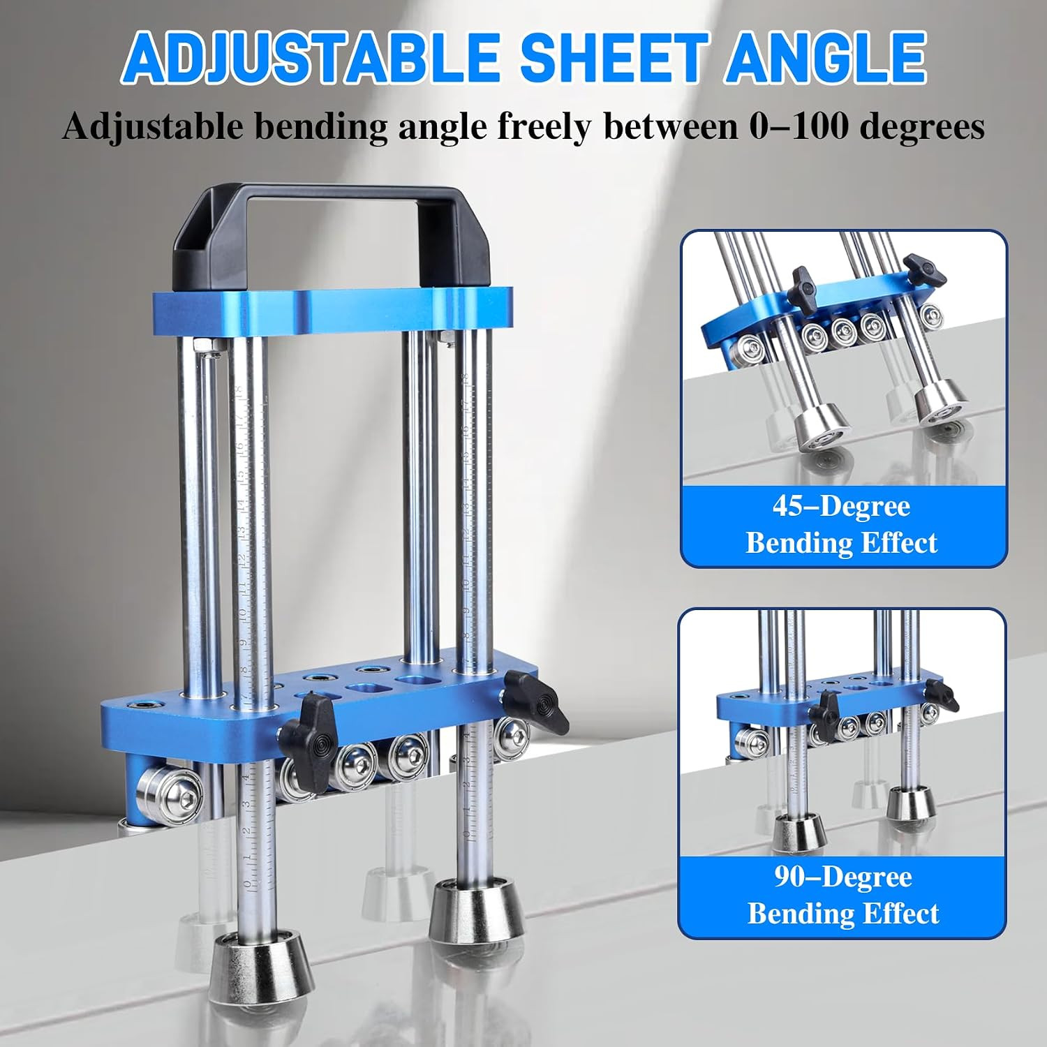 Sheet Metal Roller 2 Station Bender, Metal Roofing Tool with 0-100° Bending Rang