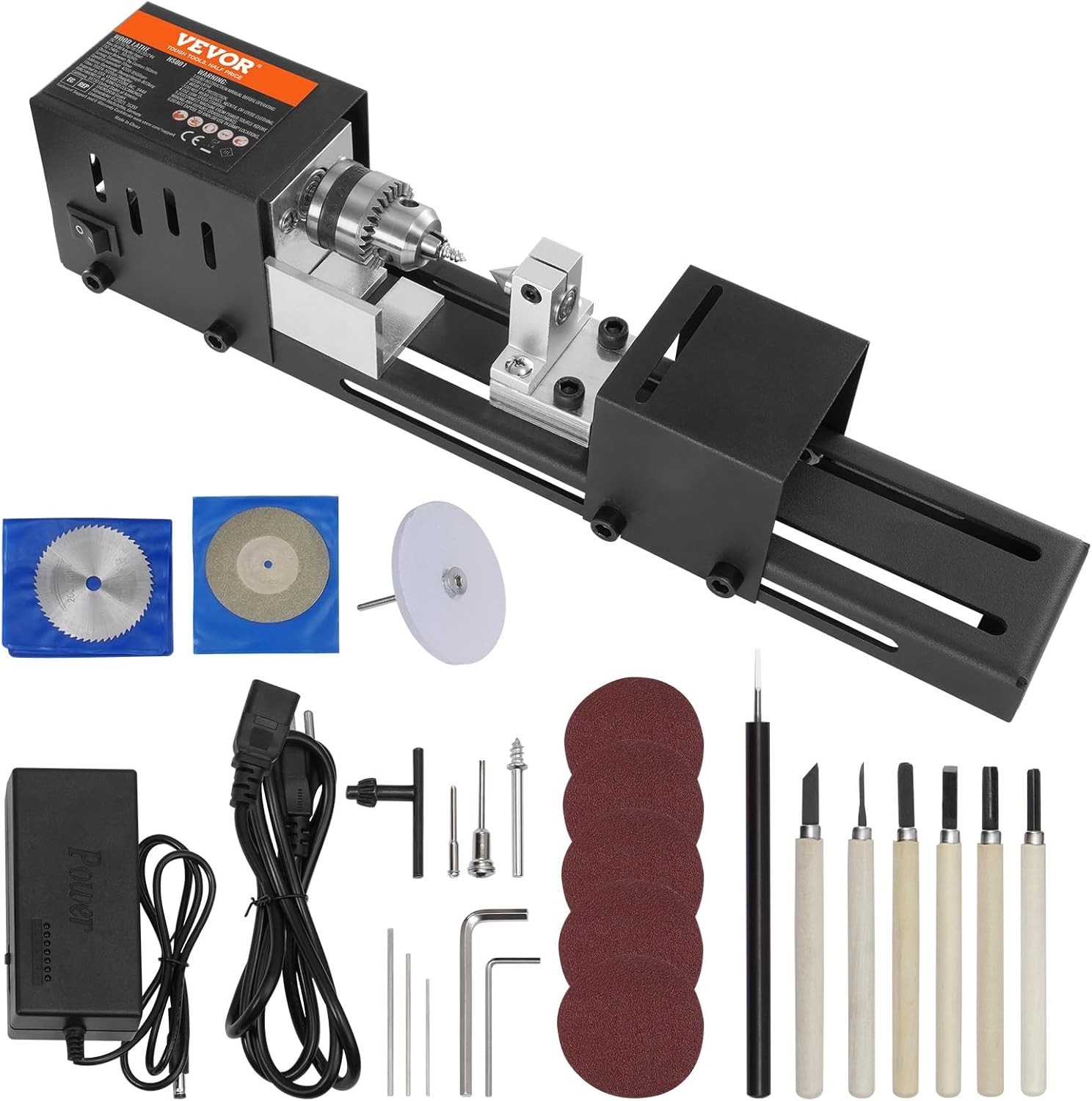Comprehensive Mini Lathe Kit: 7 Speeds, Accessories for 2.76″ x 6.3″ Woodworking