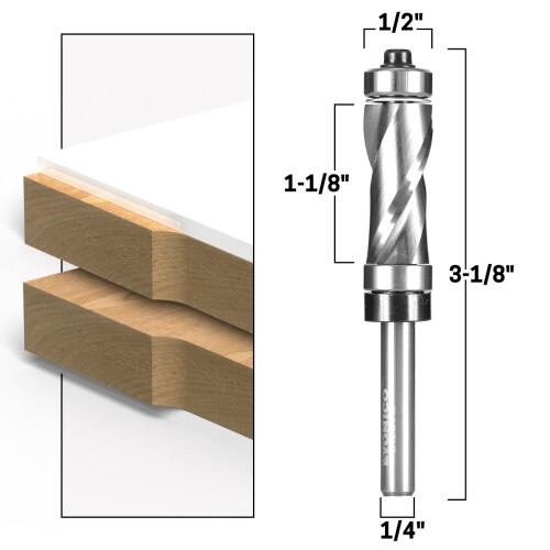 Top & Bottom Bearing Flush Router Bit 1-1/8″H X 1/2″D 1/4″ Shank Yonico 31209q