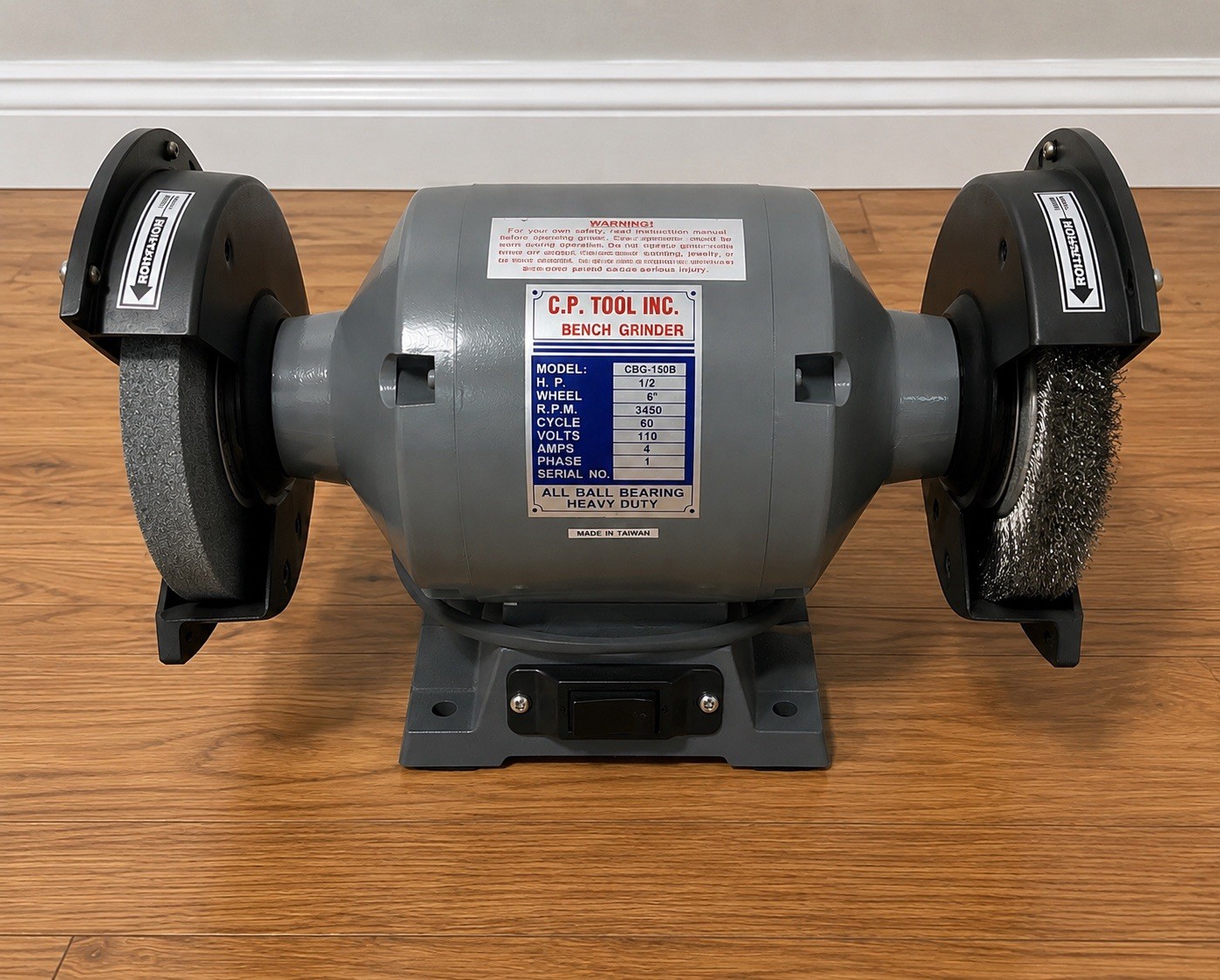 NOS C.P. Tool Inc CBG-150B 6” Bench Grinder 1/2 HP 3450 RPM w/ Box & Hardwa