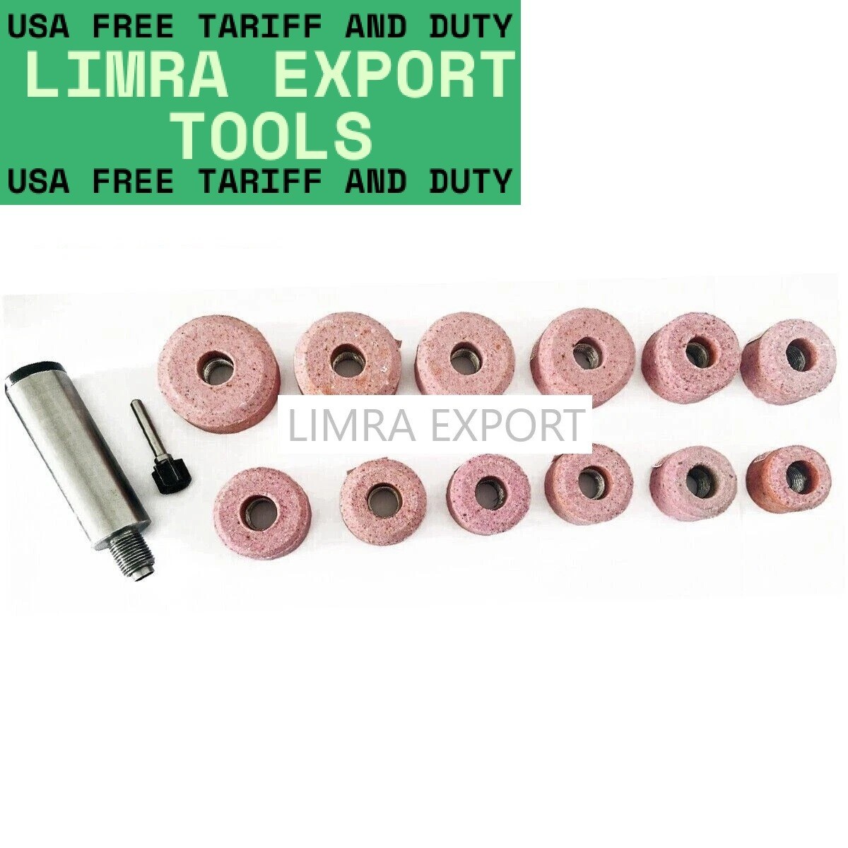 Sioux Valve Seat Pink Grinding Wheels Set 12 Pcs Stone +Holder Star Drive 11/16″