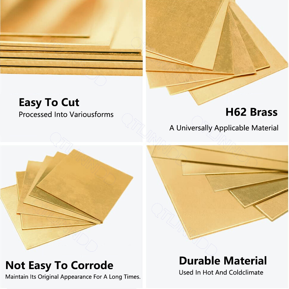 H62 Brass Plate Sheet Thick 0.5-6mm Brass Sheet Craft Metalworking DIY 96 Sizes