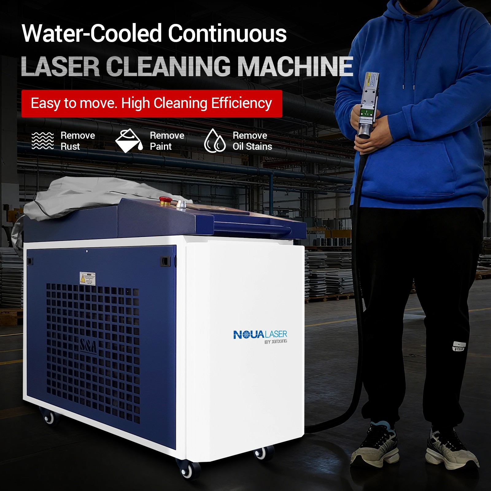 US STOCK 1200W Laser Cleaning Machine Rust Remover Oil Paint Removal 300MM