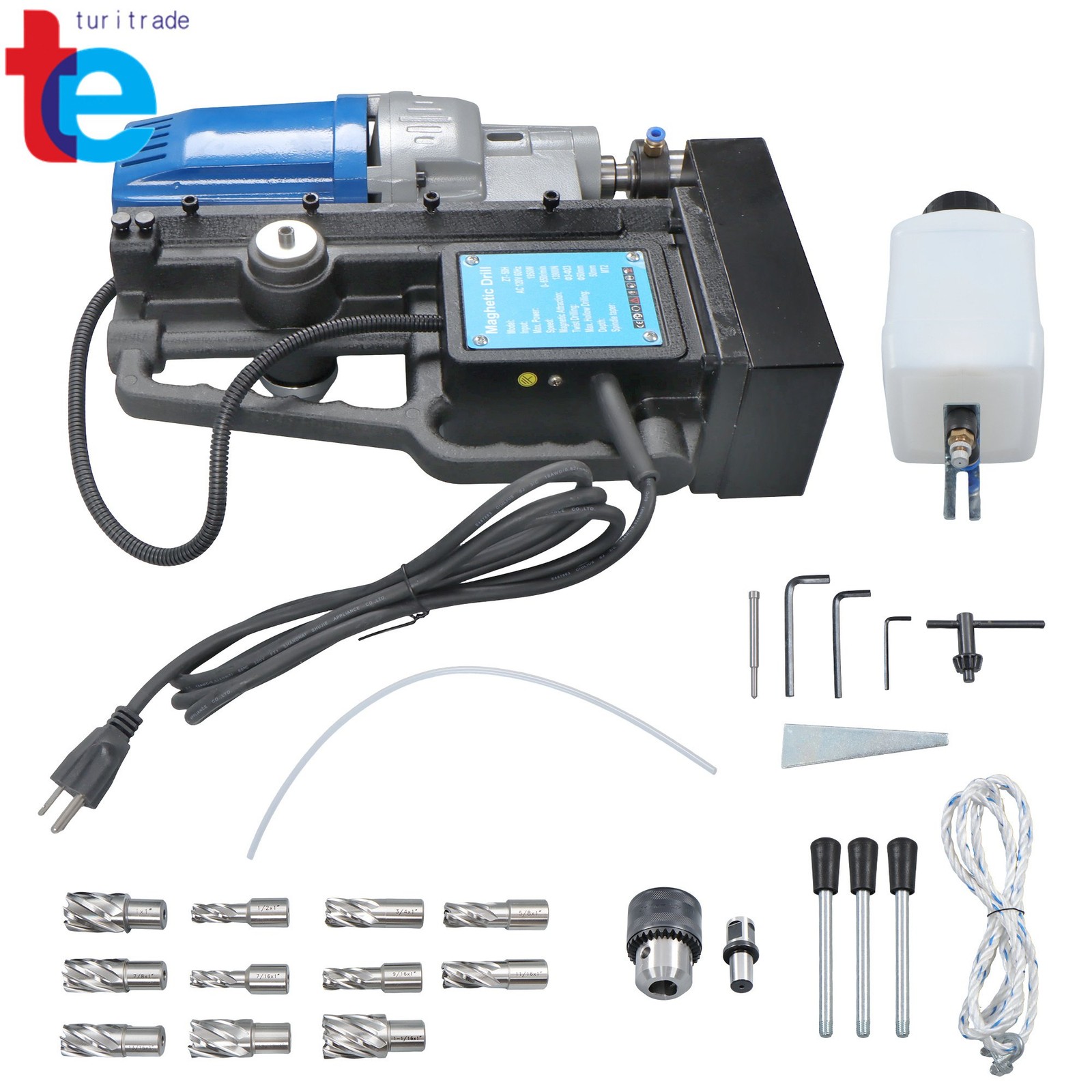 1950W Magnetic Drill Press with 11 Bits Stepless Speed & Reversible Direction