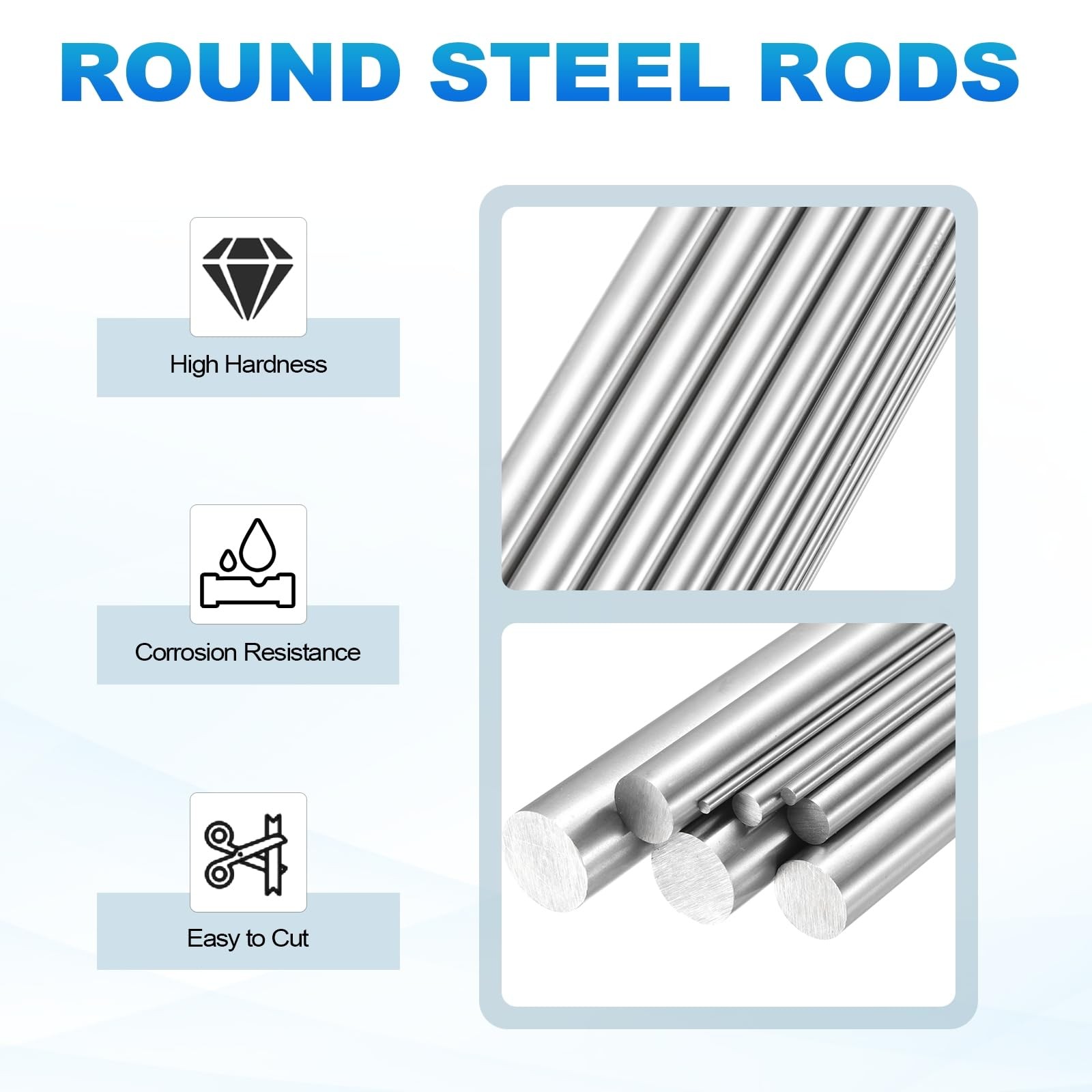 MECCANIXITY 4 Pcs Round Steel Rod 5mm Diameter HSS Lathe x 100mm, silver