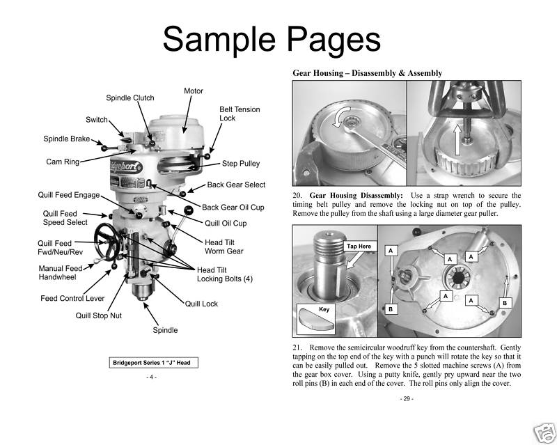 Rebuild Manual for 1hp Bridgeport “J Head” Mill