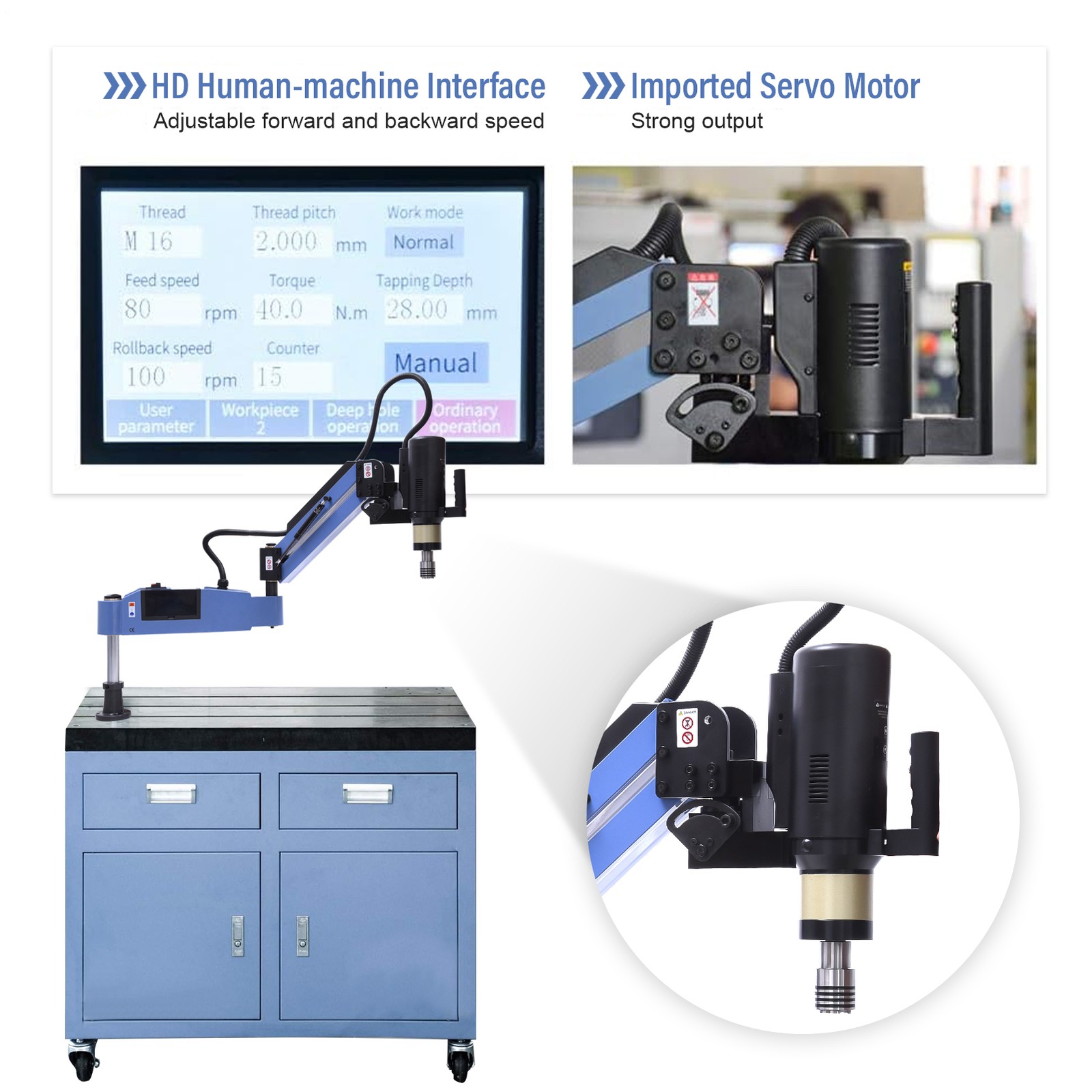 NEW Electric Tapping Machine M4-M24 1200W Touch-Screen With Flexible Arm 110V