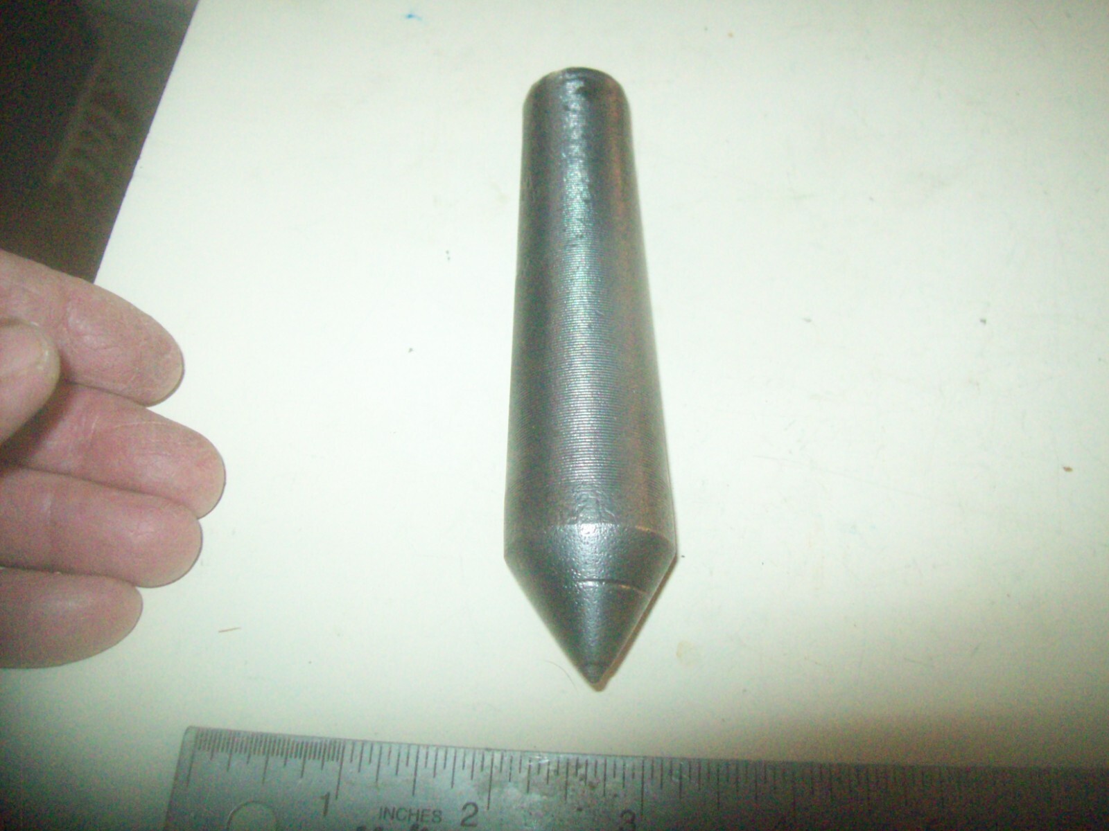5″ Long Ribbed Dead Center Tapered 15/16″ to 1 1/4″ Vintage Metal Lathe