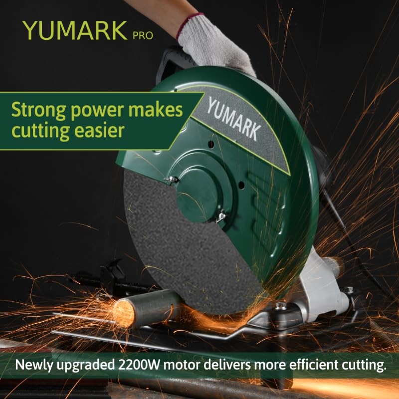 Yumark Abrasive Chop Saw, 2200W 3800RPM Steel Cutting Machine, Metal Green