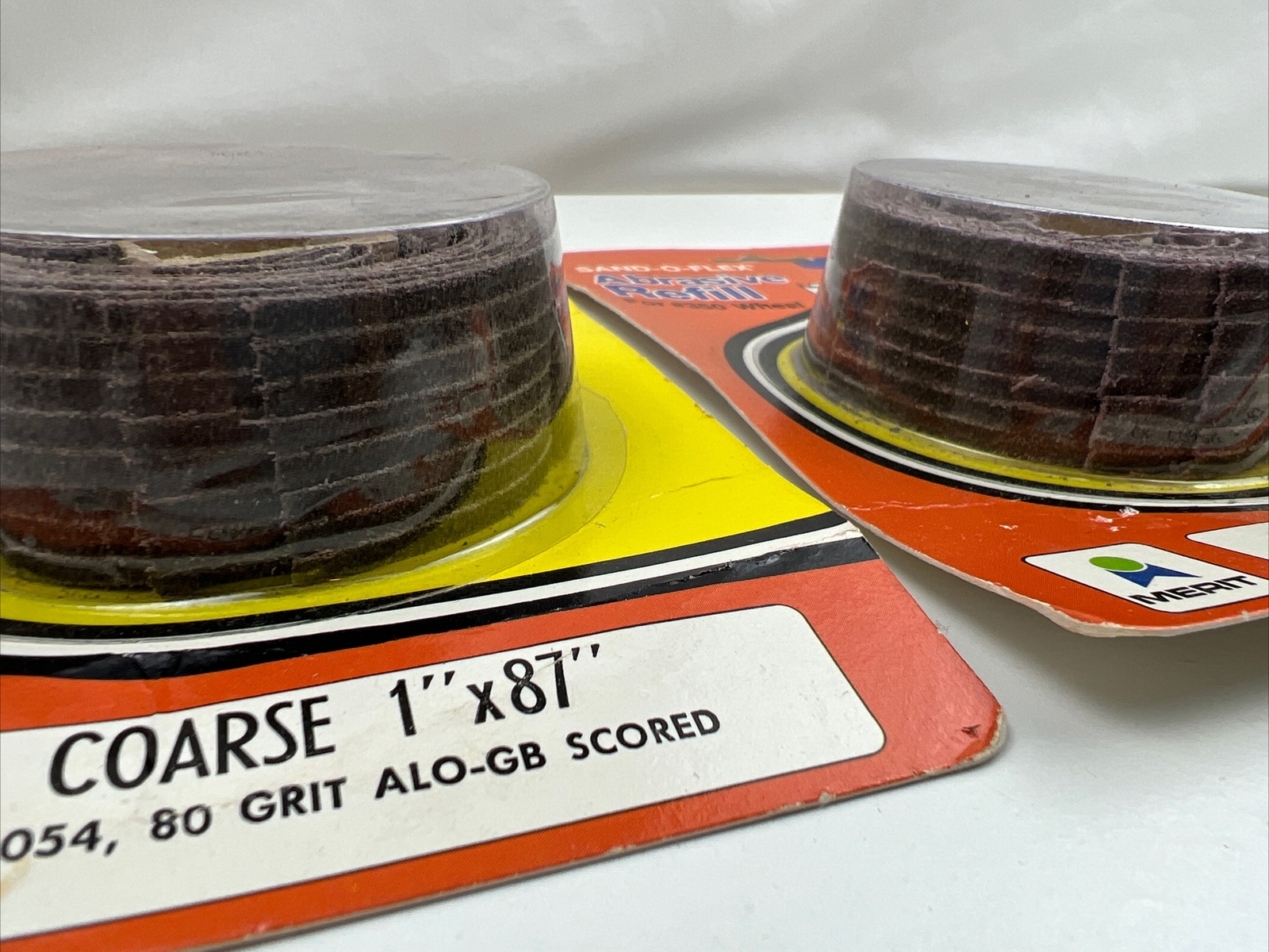 2x Vintage NOS Merit 12054 Sand-O-Flex Refill 350 R/P R Coarse 1×87 80 Grit