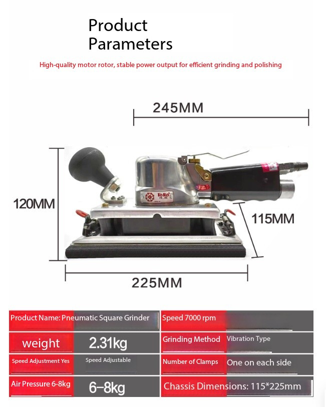 TR-3301 Industrial-Grade Rectangular Pneumatic Grinder Heavy-Duty Polisher