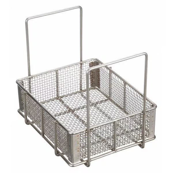 Rectangular Parts Washing Basket, #4 Mesh Size, Stainless Steel, Silver Marlin