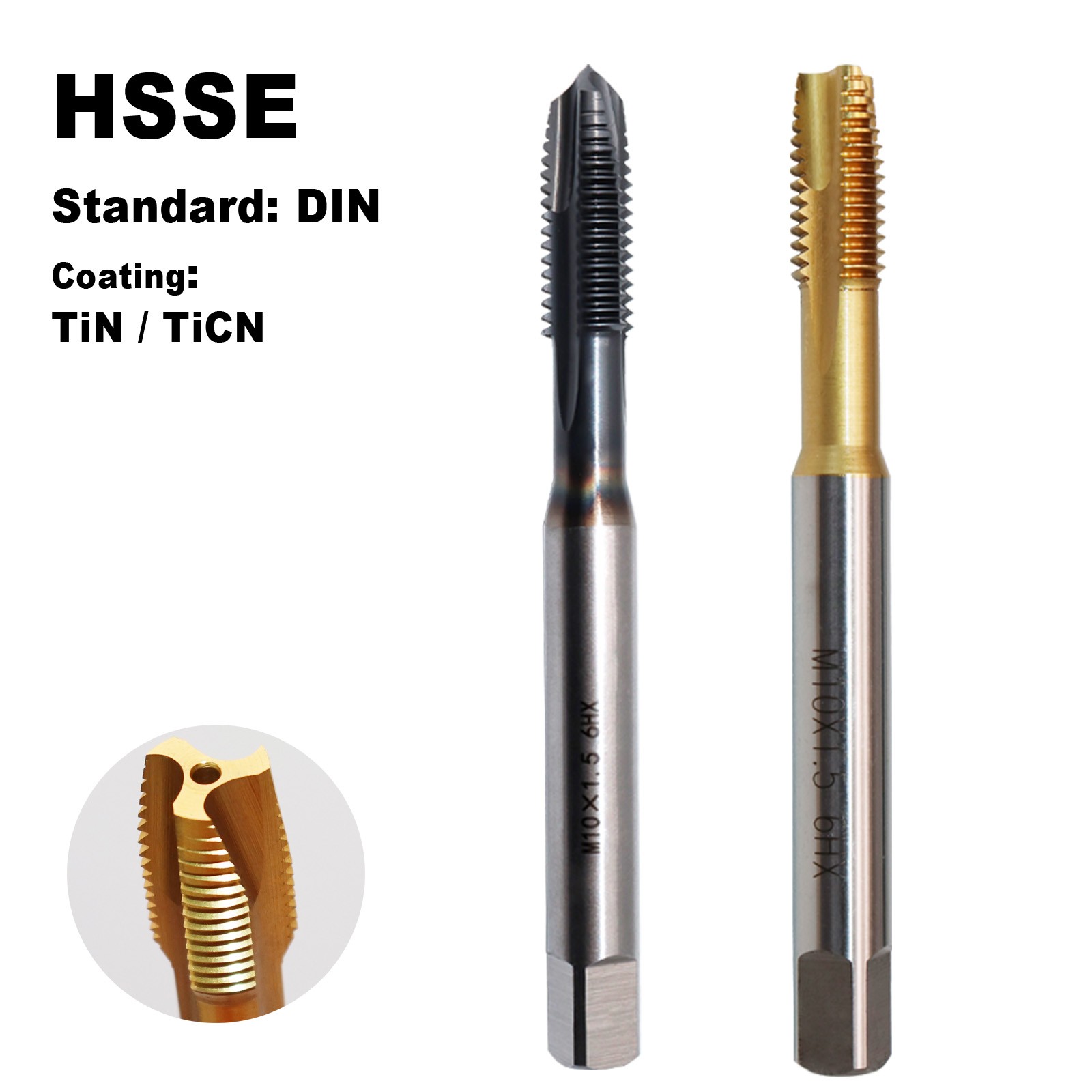 1PCS DIN Standard HSSE Spiral Flute Taps UNC Titanium Coated Thread Tap Tools