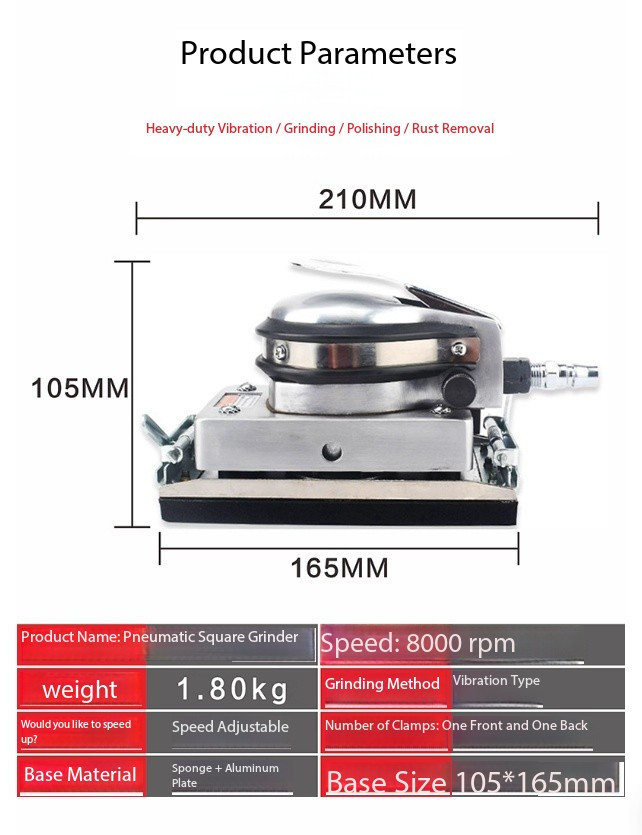TR-3301 Industrial-Grade Rectangular Pneumatic Grinder Heavy-Duty Polisher