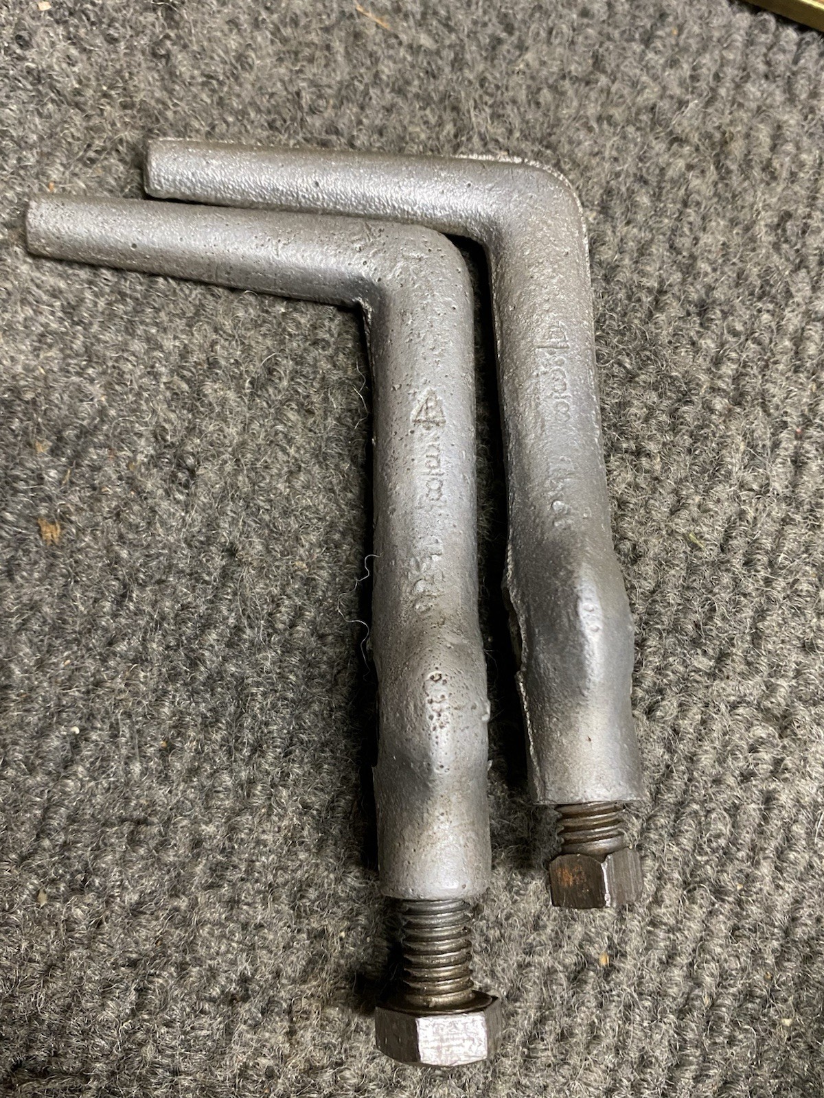 Lot of 4 Vintage Lathe Dogs JH Williams Bent Leg 2”, 1-1/2”, 3/8, 3/8” USA