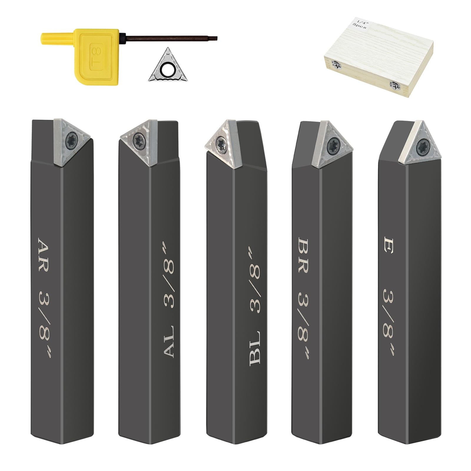 Metal Lathe Cutting Tools,5 Sets of 3/8″ Carbide Metal Cutting Tool Bits Kit,…