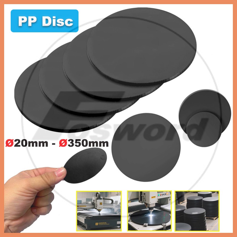 Black Polypropylene Round Disc Cut to Size PP Plastic Sheet Polyprop Ø20mm-350mm