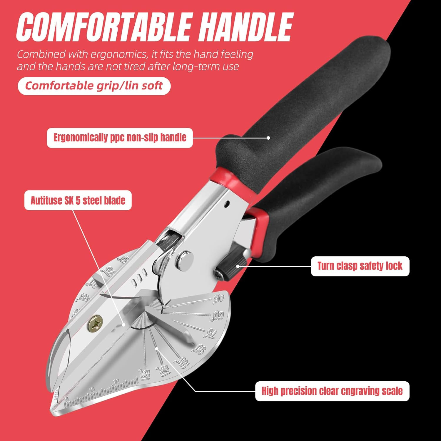 Durable Miter Shear with Adjustable Cutting Angle for Home Improvement Projects