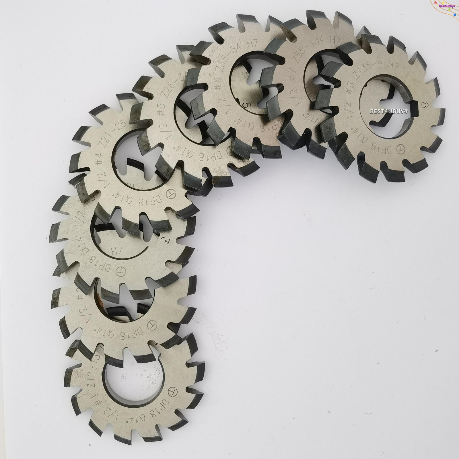 8PCs/set HSS 14.5° Involute Gear Cutter DP8 DP12 DP16 DP20 DP22 DP24 PA14-1/2