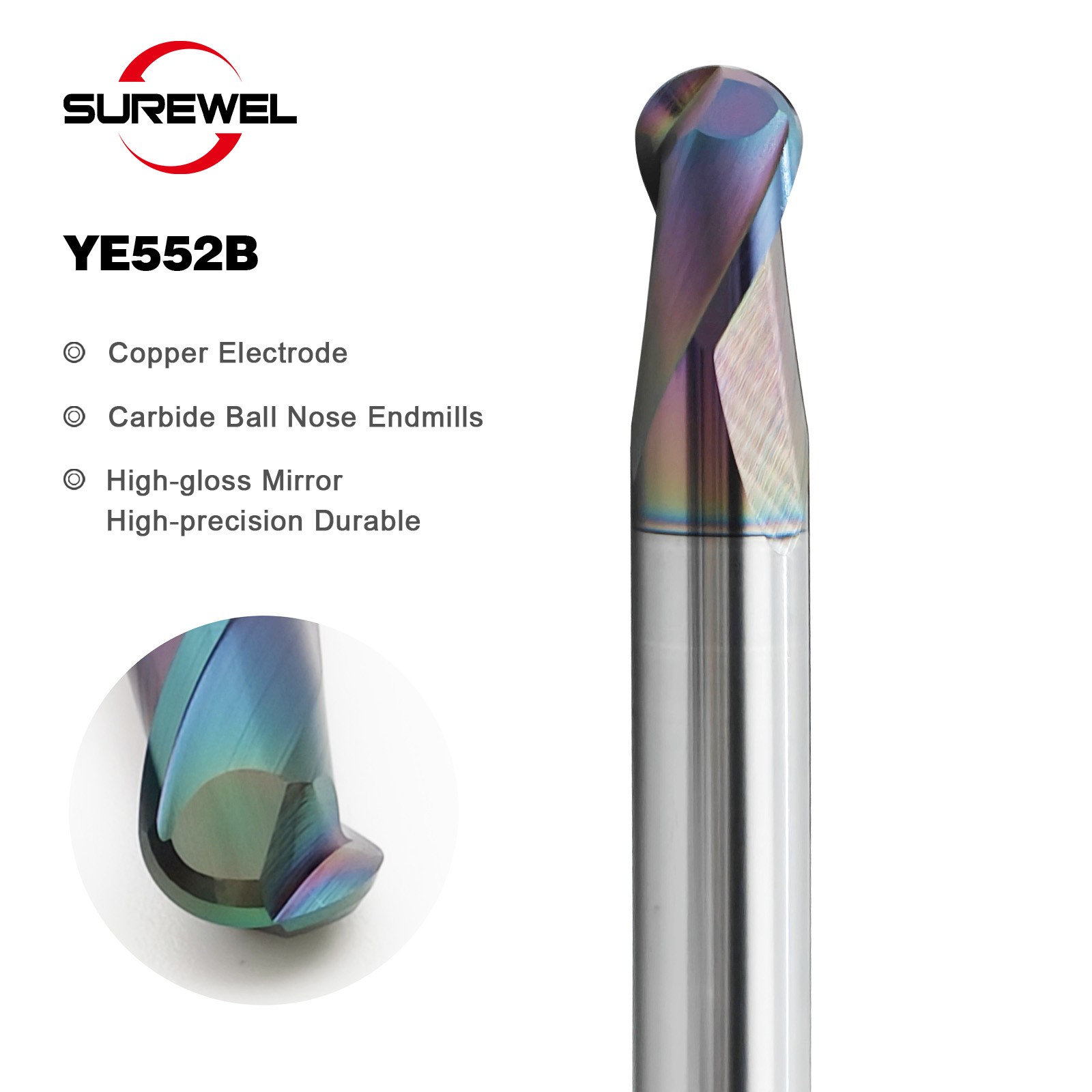 Carbide Milling Tools Copper Electrode Ball Nose End Mill R0.5-R6 CNC Machining