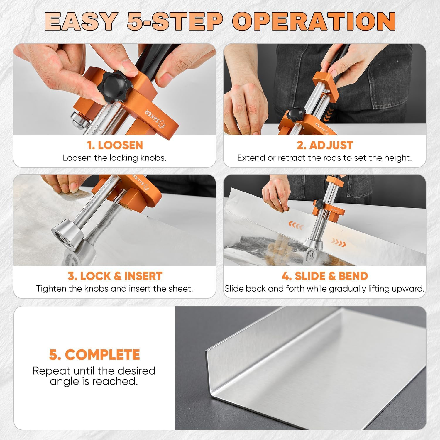 One-Station Sheet Metal Bender, Sheet Bending Roller Tool | Adjustable 5 Inch fo