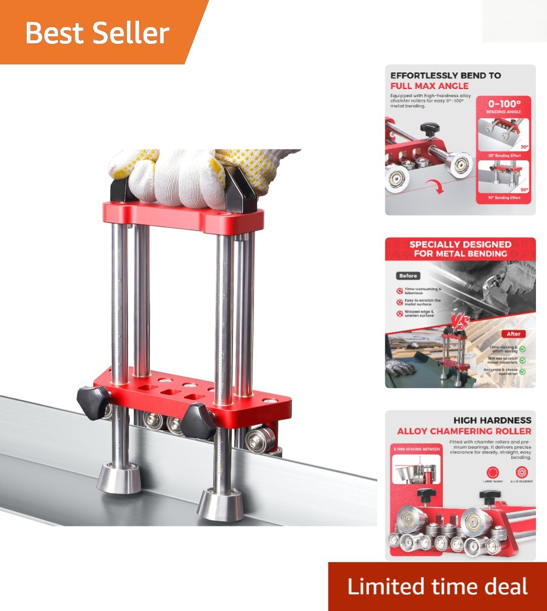 Portable 2-Station Sheet Metal Bender – 0-100° Adjustable & Scratch-Free Results
