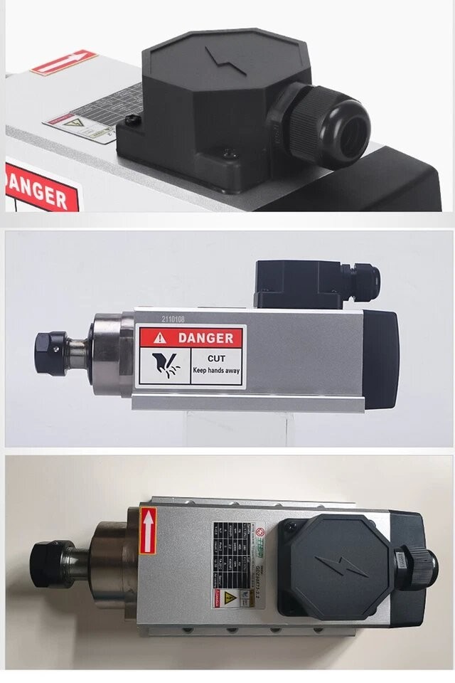 2.2KW ER20 Air-cooled Square Spindle Motor CNC Router Milling Engrave 220V/380V