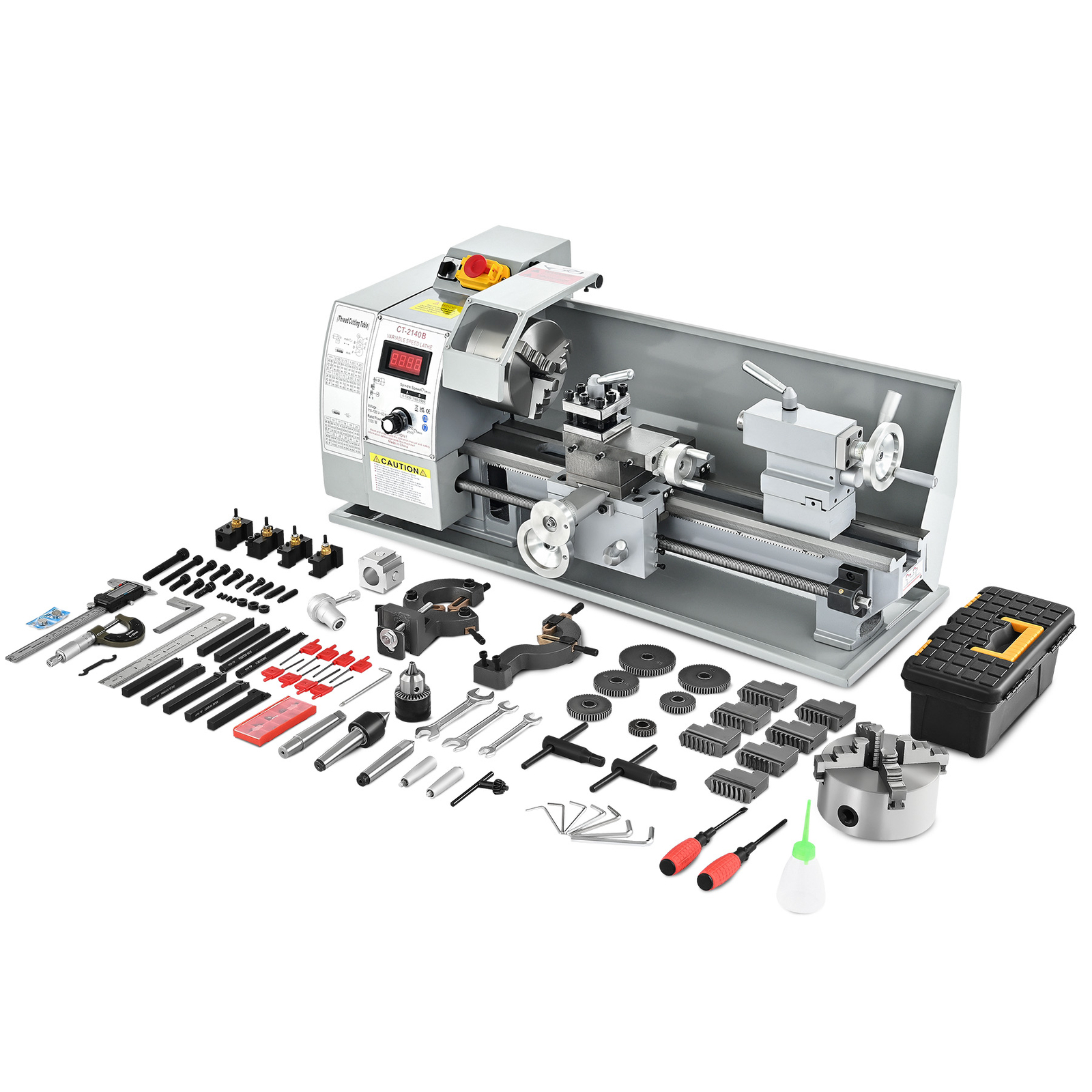 Mini Metal Lathes Machine 8×14″/16″-9*24/ 30″ Wood Metalworking Variable Speed