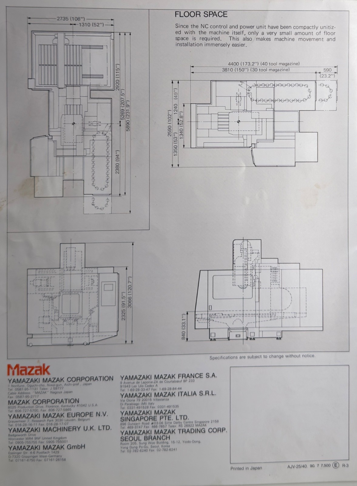 Mazak AJV-25/404 CNC Vertical Machining Center, 10,000 RPM Spindle – Under Power