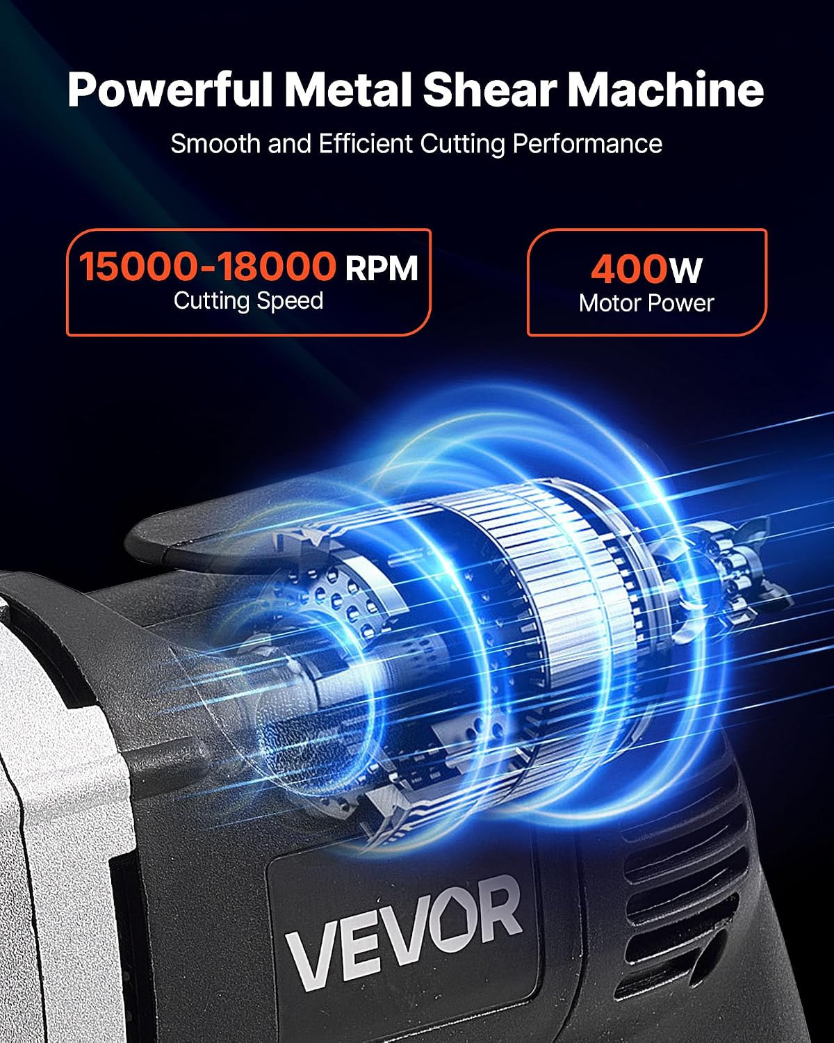 Electric Metal Shear, 4.0-Amp Corded Sheet Metal Cutter with 360-Degree Swivel H