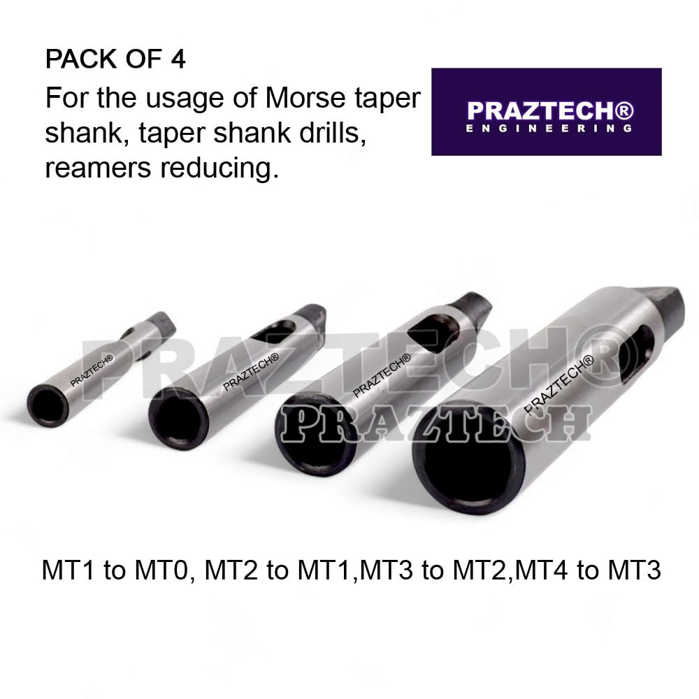 4pcs Morse Taper Sleeve Reducing Adapter Set MT0–MT4 Drill Reamer Lathe Milling