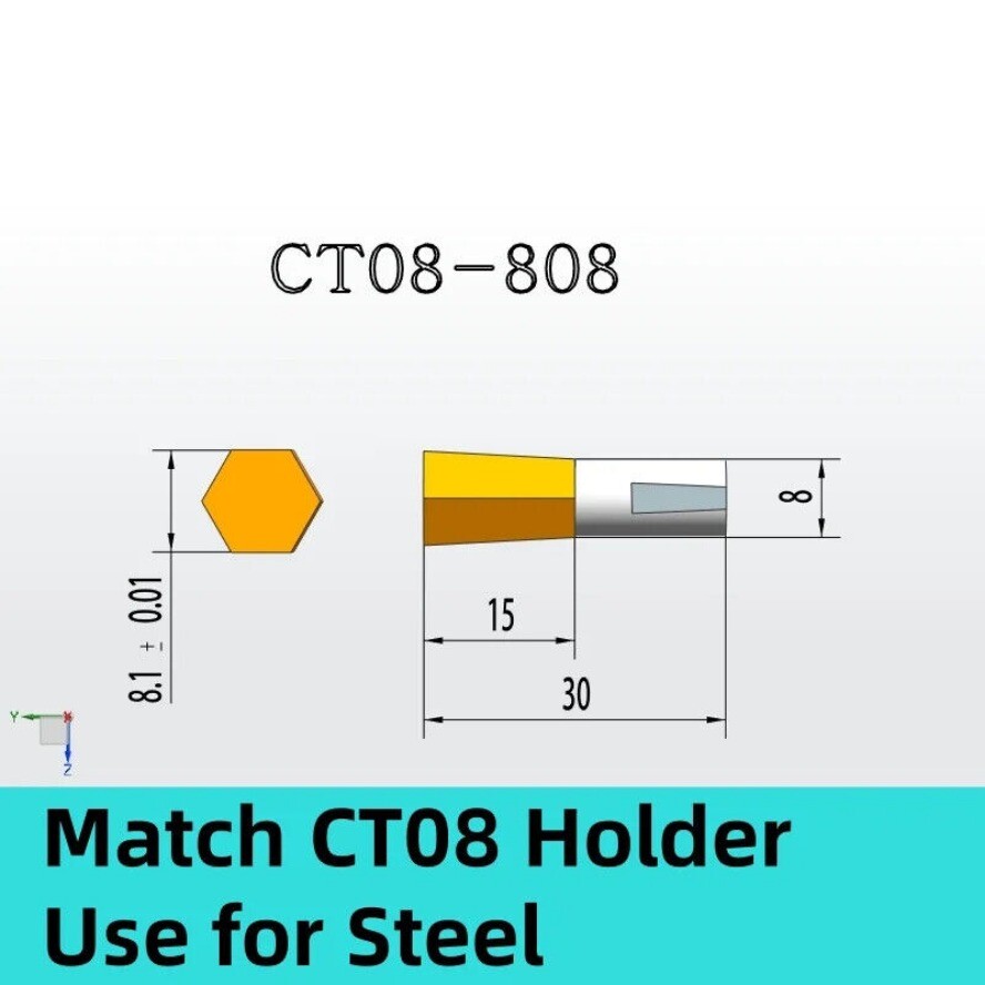 CT08 HSSTin Rotary Broach Punching Cutter Tool 8mm Shank Inner Hexagon for Steel
