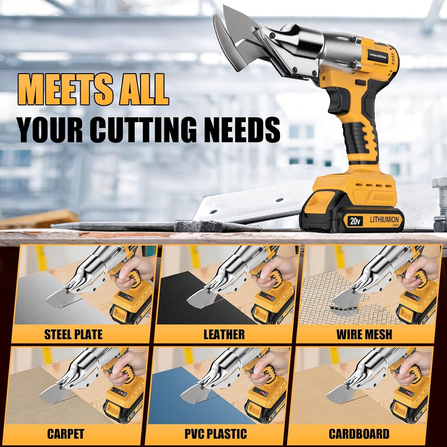 Cordless Sheet Metal Cutter Brushless for De-Walt 20V Max Battery(Tool Only), Me