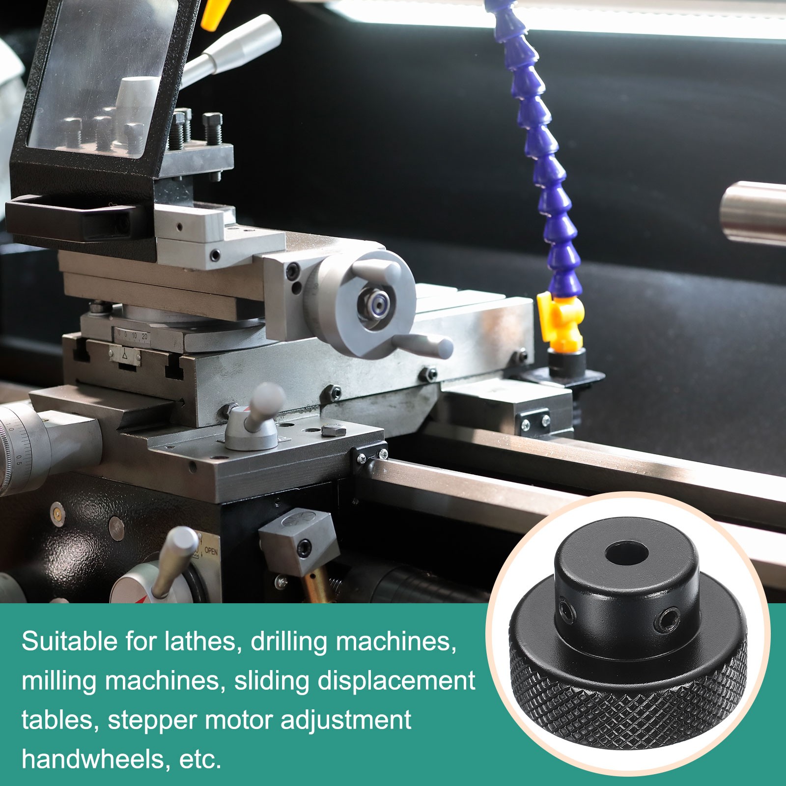 Aluminum Alloy Handwheel 30mm OD 4mm Bore Hand Wheel for Lathe, Black