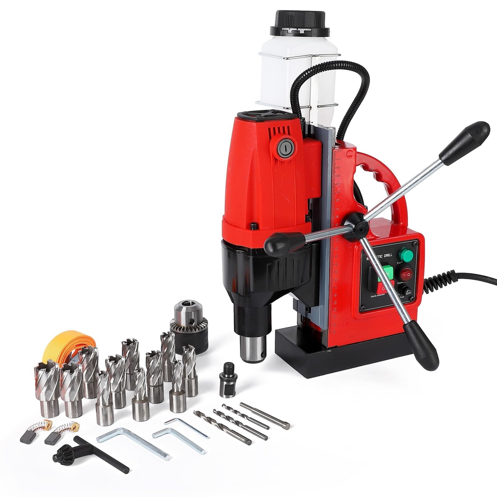 11 Piece Drill Bit Set 810RPM Magnetic Drill Press 1.6″ Max Drilling Diameter