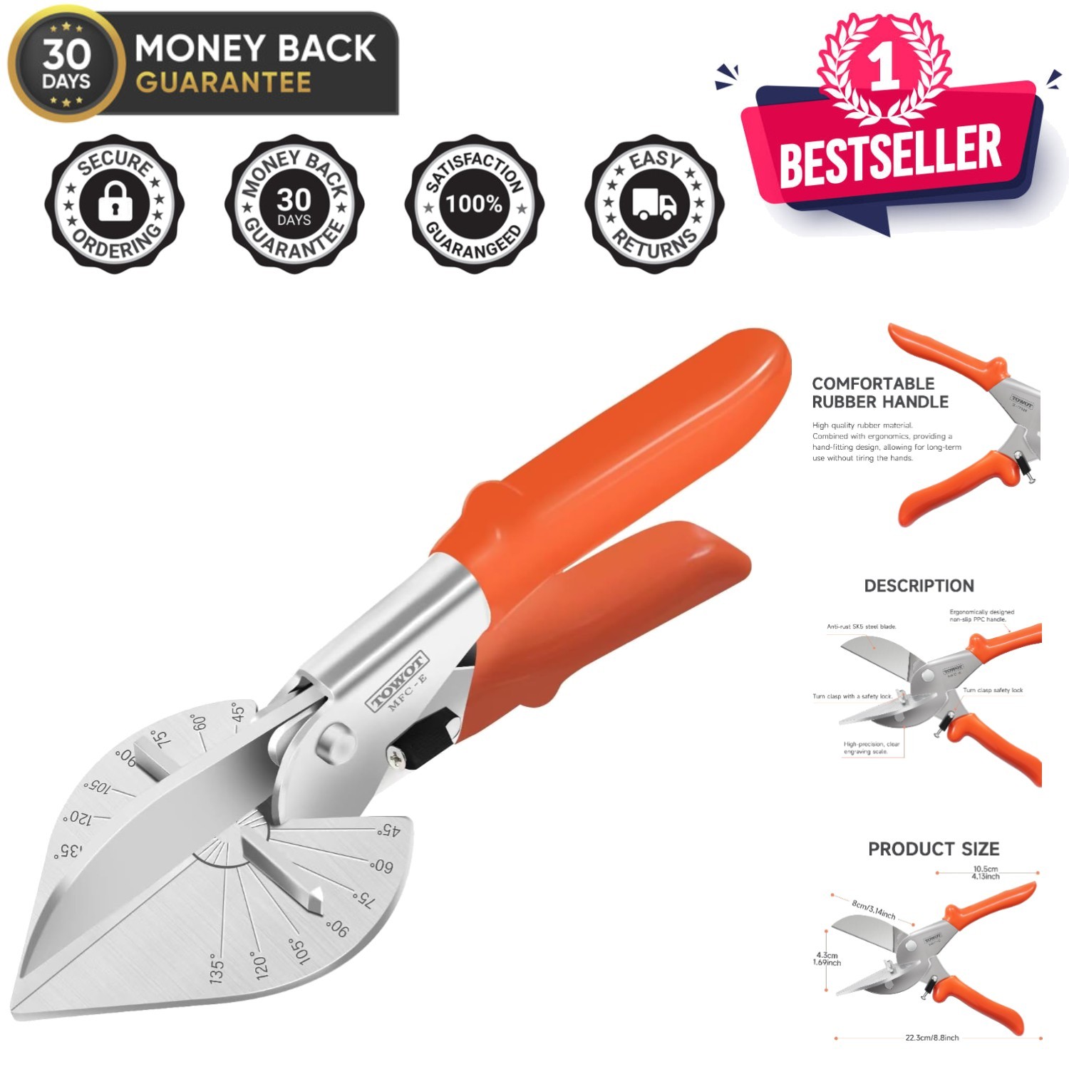 Professional Adjustable Miter Shear Cutter for Perfect Trim Cuts – 8.8″x2.3″