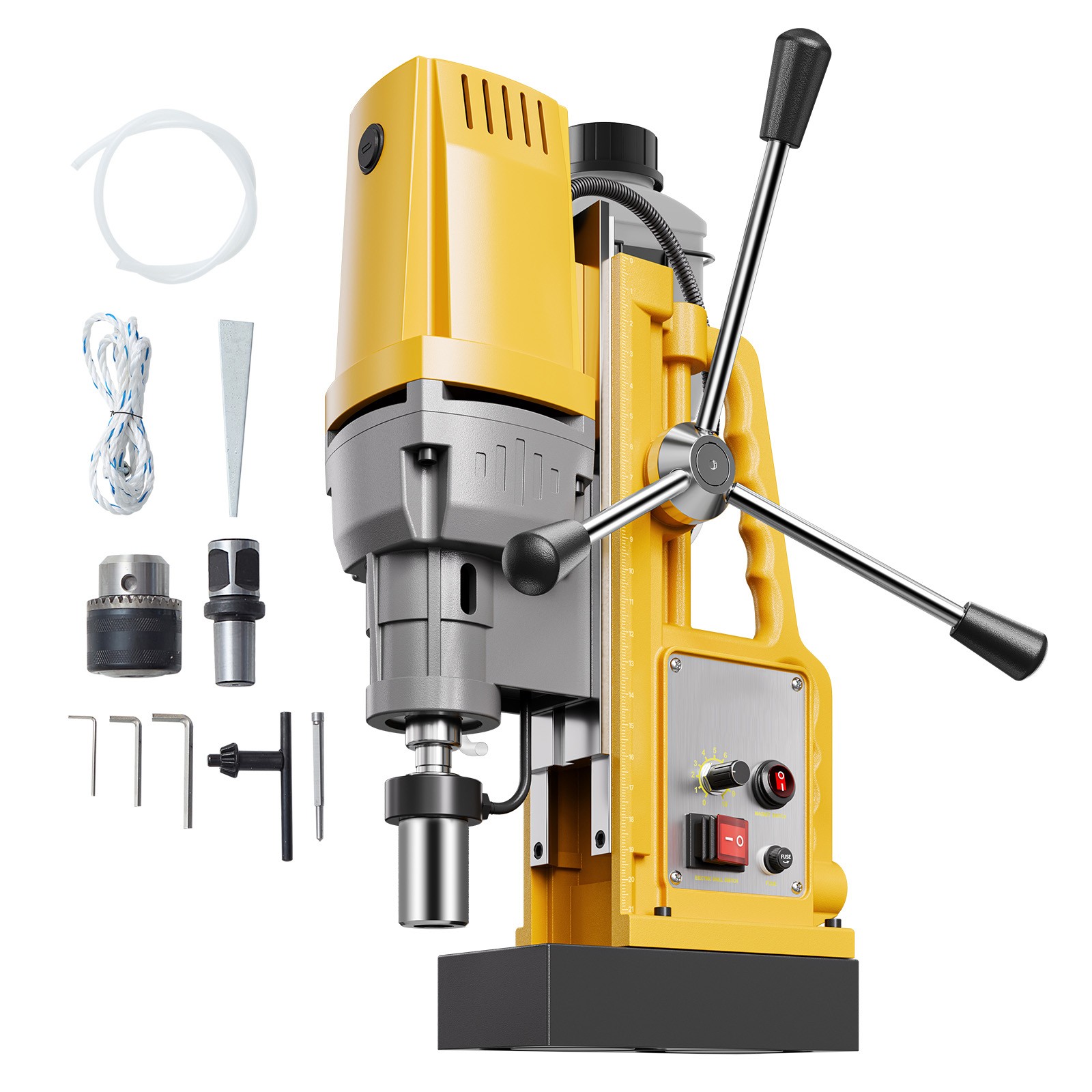 Uimoso Magnetic Drill 1400W, 2922 lbf Force, 2 in Hole Diameter, Speed 0-750 RPM