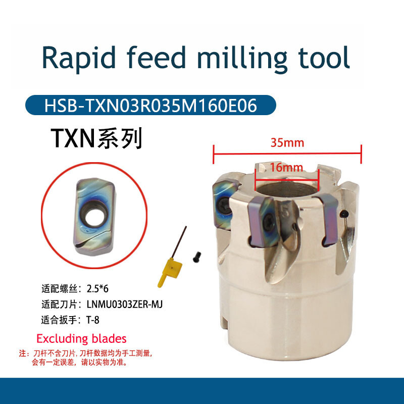 Rapid Feed Milling Tool TXN03R / EXN03R 35 40 50 63 80 mm FOR LNMU0303 insert