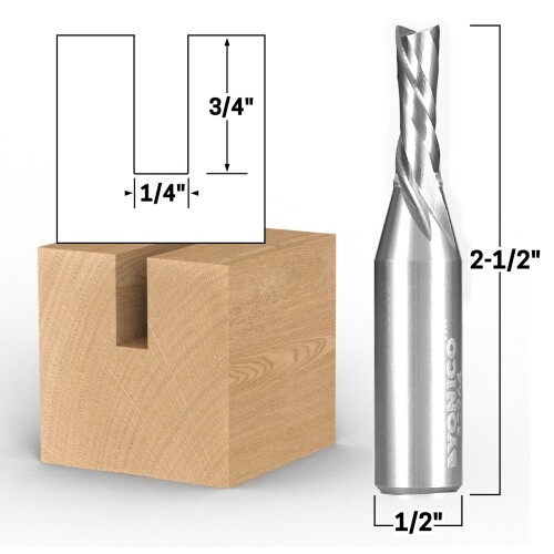 1/4″ Diameter 2 Flute Downcut Endmill CNC Router Bit 1/2″ Shank – Yonico 32264