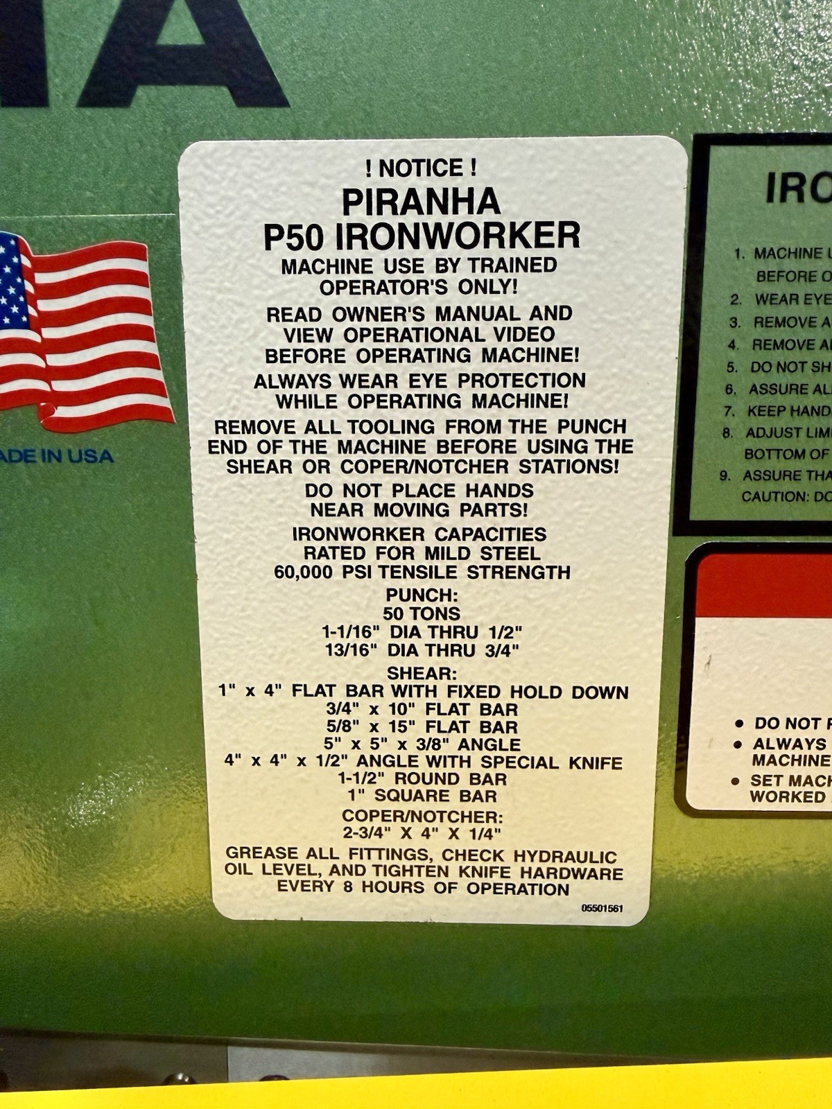 Piranha P-50 Hydraulic Ironworker 50 Ton