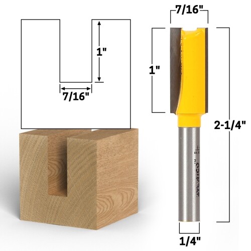 7/16″ Diameter X 1″ Height Straight Router Bit – 1/4″ Shank – Yonico 14011q