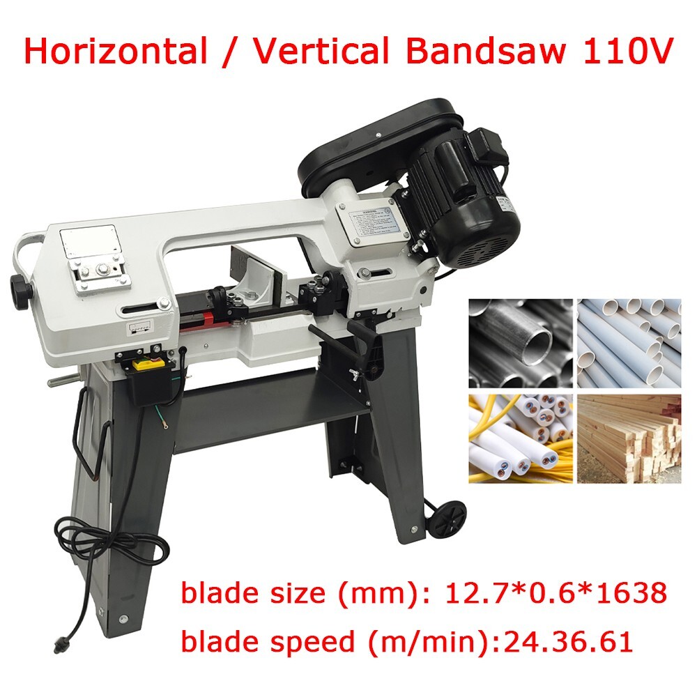 Horizontal/Vertical Bandsaw 110V Variable Speed Metal Cutting Band Saw Cutter US