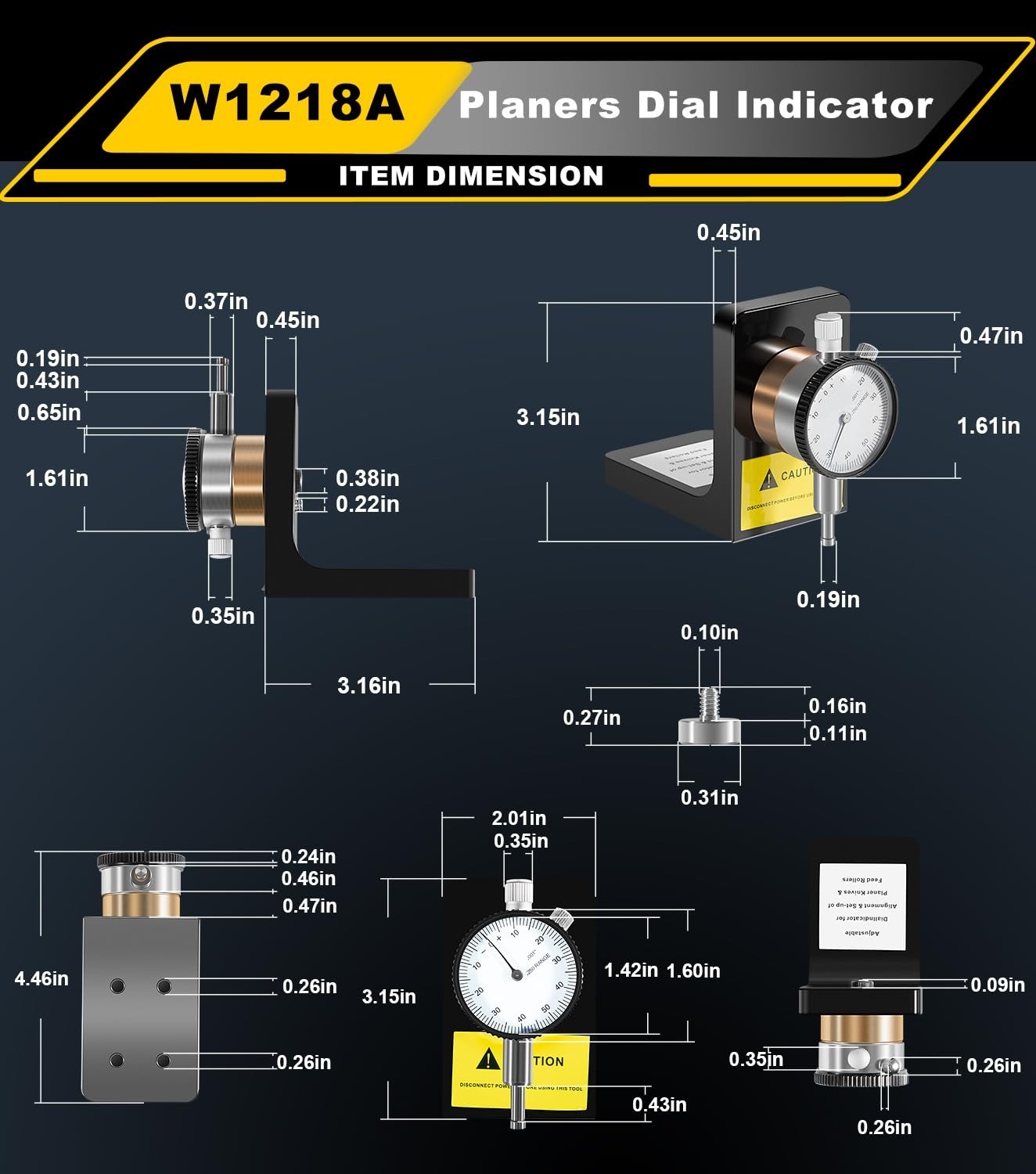 W1218A Dial Indicator 360 Degree Durable Powerful Magnetic Base for Planers