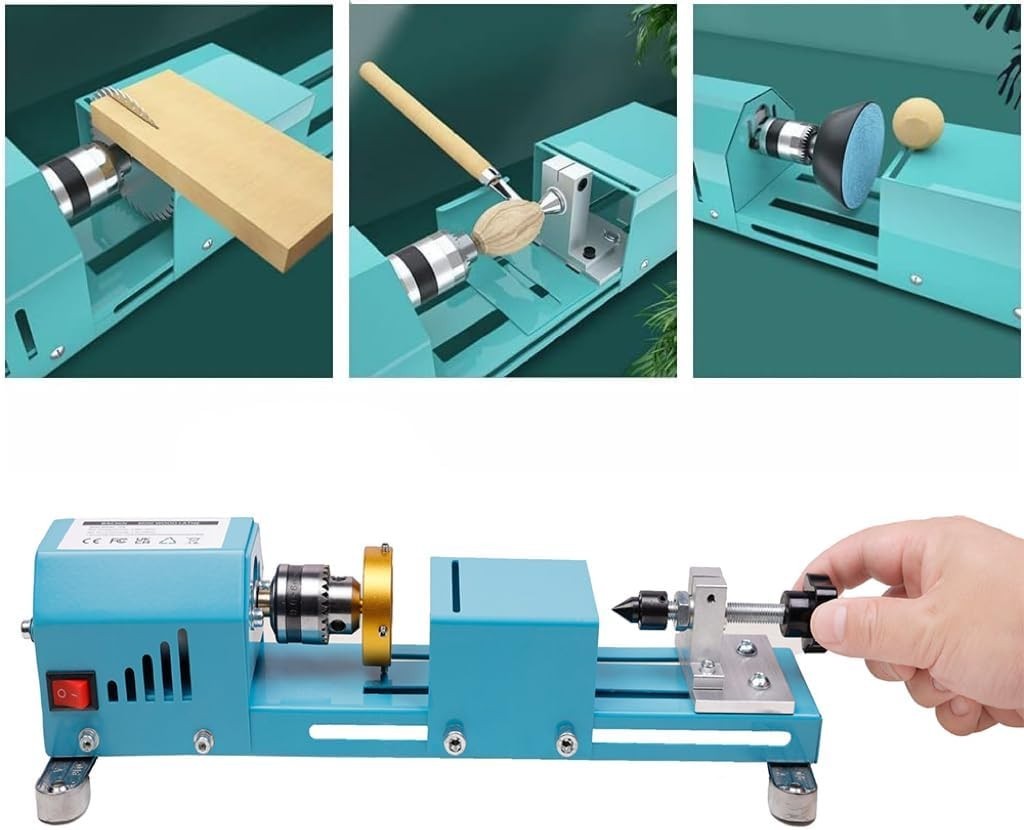 Compact and Powerful Mini Lathe for DIY Woodworking – 96W, 7-Speed Functionality