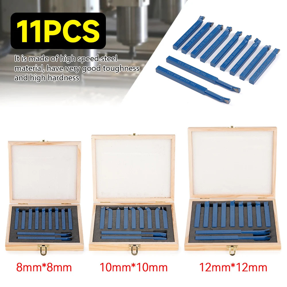 11Pcs P30 Carbide Lathe Tool Set 8/10/12mm Turning Boring Thread Bits Metal Cut